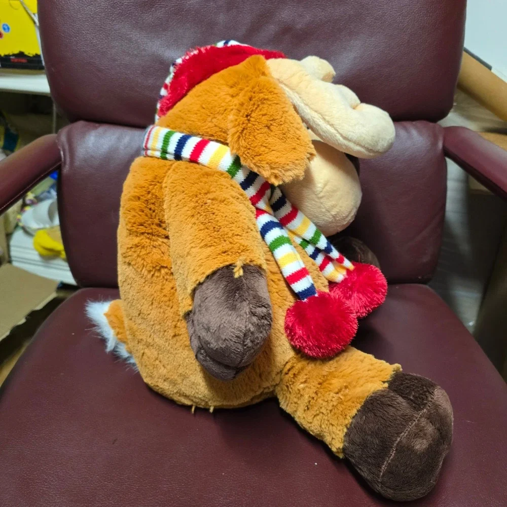 Kids of America Corp Plush Moose Holiday Stuffed Animal Scarf Hat 2006 Vintage